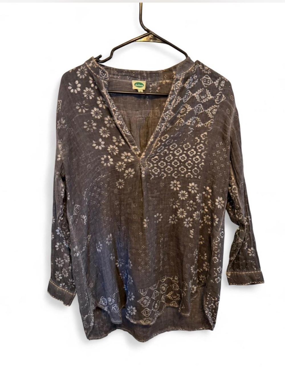Dolma Boho Floral Print V-Neck Tunic Top